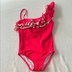 Pilyq Vibrant Pink Swimsuit with Pom-Pom Detail